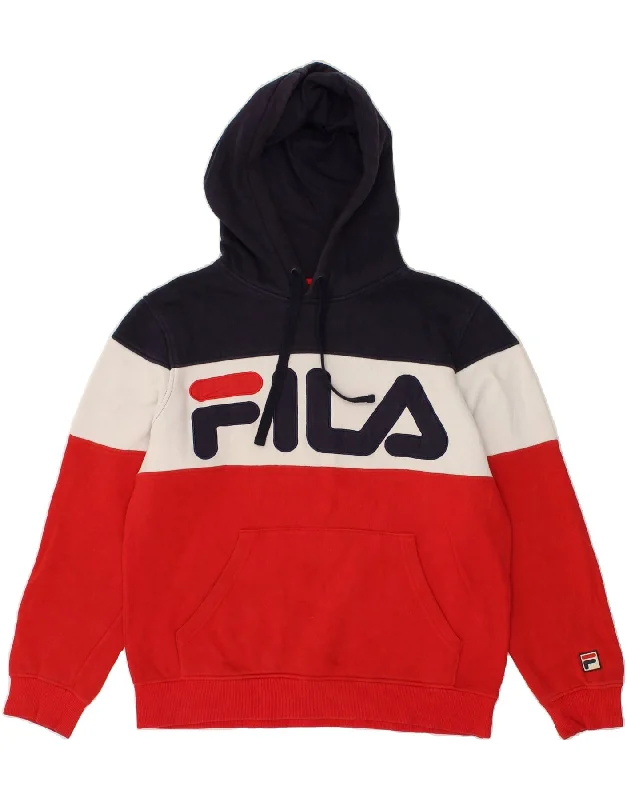 FILA Womens Graphic Hoodie Jumper IT 44 Medium Multicoloured Colourblock Hoodie with Ribbed Neckline Snug Warm FILA Womens Graphic Hoodie Jumper IT 44 Medium Multicoloured Colourblock Hoodie with Ribbed Neckline Snug Warm