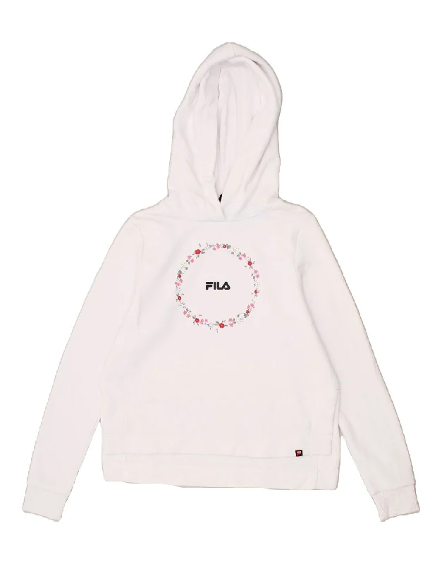 FILA Womens Oversized Crop Graphic Hoodie Jumper UK 6 XS White Floral Hoodie with Neon Bright Vibrant FILA Womens Oversized Crop Graphic Hoodie Jumper UK 6 XS White Floral Hoodie with Neon Bright Vibrant