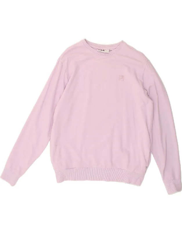 FILA Womens Sweatshirt Jumper UK 16 Large Purple Cotton Hoodie with Side Slits Relaxed Casual FILA Womens Sweatshirt Jumper UK 16 Large Purple Cotton Hoodie with Side Slits Relaxed Casual