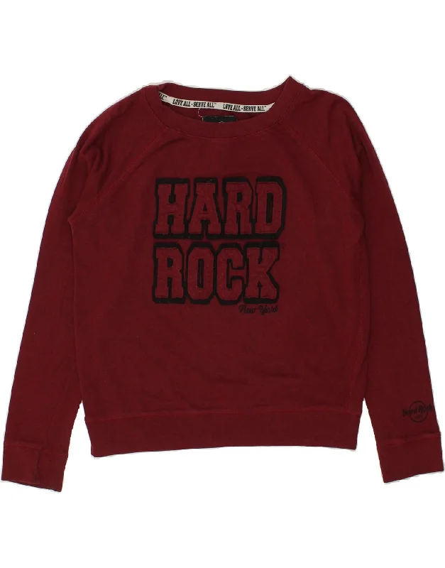 HARD ROCK CAFE Womens New York Graphic Sweatshirt Jumper UK 18 XL Maroon Hoodie with Ribbed Neckline Snug Warm HARD ROCK CAFE Womens New York Graphic Sweatshirt Jumper UK 18 XL Maroon Hoodie with Ribbed Neckline Snug Warm