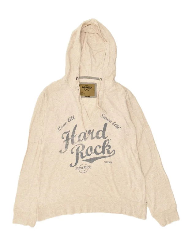 HARD ROCK CAFE Womens Toronto Graphic Hoodie Jumper UK 16 Large Beige Graphic Hoodie Design Print HARD ROCK CAFE Womens Toronto Graphic Hoodie Jumper UK 16 Large Beige Graphic Hoodie Design Print