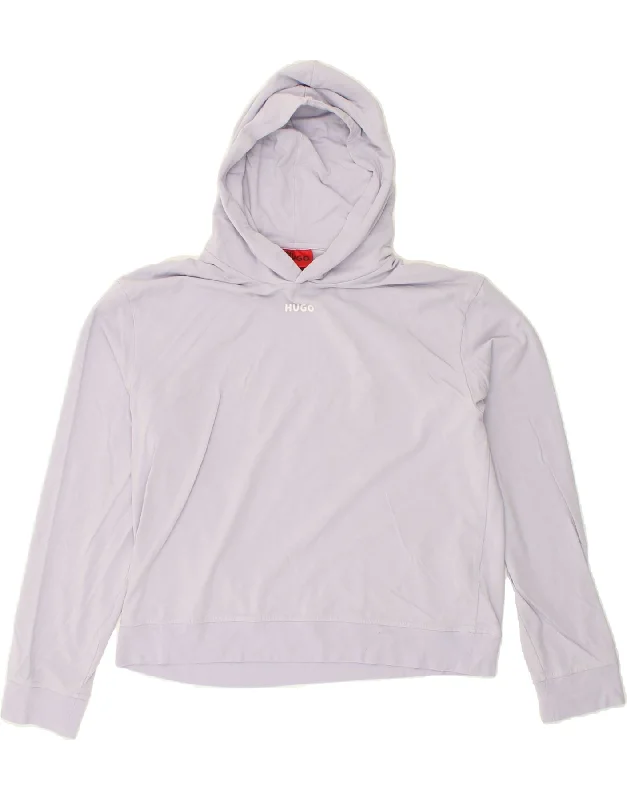 HUGO BOSS Womens Hoodie Jumper UK 16 Large Purple Cotton Hoodie with Oversized Fit Loose Comfortable HUGO BOSS Womens Hoodie Jumper UK 16 Large Purple Cotton Hoodie with Oversized Fit Loose Comfortable