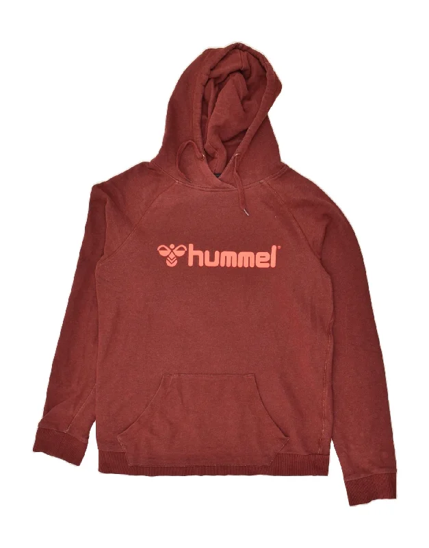 HUMMEL Womens Graphic Hoodie Jumper UK 18 XL Burgundy Cotton Hoodie with Strings Custom Fit Adjustable HUMMEL Womens Graphic Hoodie Jumper UK 18 XL Burgundy Cotton Hoodie with Strings Custom Fit Adjustable