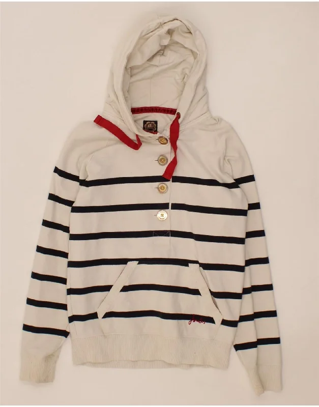 JOULES Womens Oversized Hoodie Jumper UK 4 XS White Striped Cotton Hoodie with Ribbed Hem Stretchable Secure JOULES Womens Oversized Hoodie Jumper UK 4 XS White Striped Cotton Hoodie with Ribbed Hem Stretchable Secure