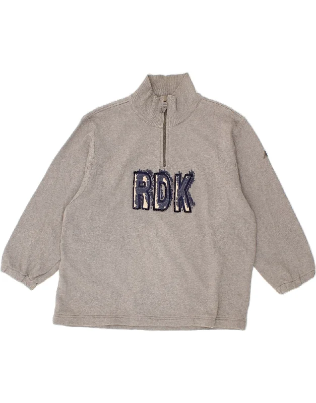 KAPPA Womens Graphic Zip Neck Sweatshirt Jumper UK 22 3XL Grey Hoodie with Puffed Sleeves Voluminous Trendy KAPPA Womens Graphic Zip Neck Sweatshirt Jumper UK 22 3XL Grey Hoodie with Puffed Sleeves Voluminous Trendy