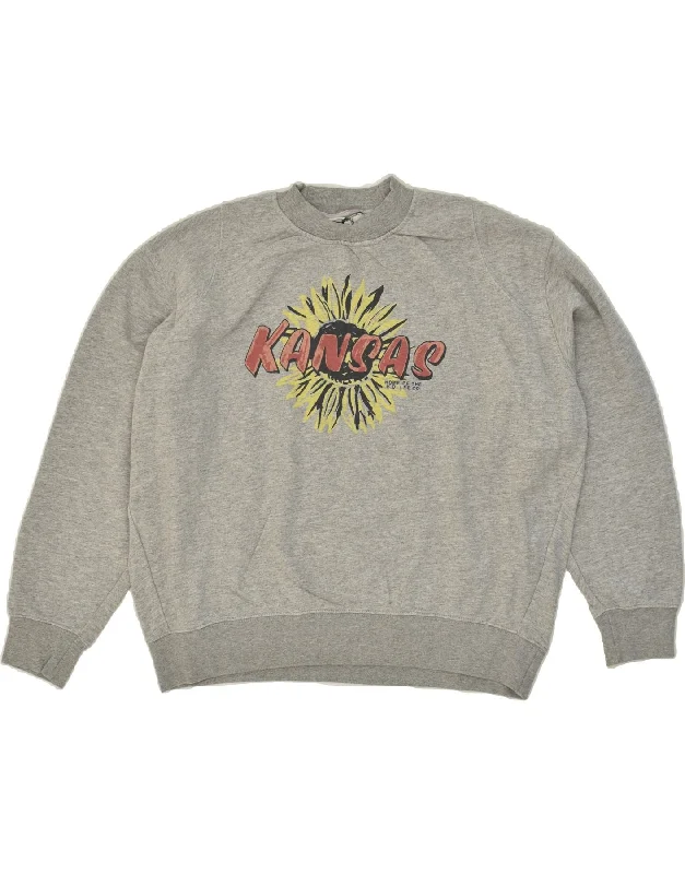 LEE Womens Kansas Graphic Sweatshirt Jumper UK 14 Medium Grey Cotton Hoodie with Hem Patch Decorative Personalized LEE Womens Kansas Graphic Sweatshirt Jumper UK 14 Medium Grey Cotton Hoodie with Hem Patch Decorative Personalized