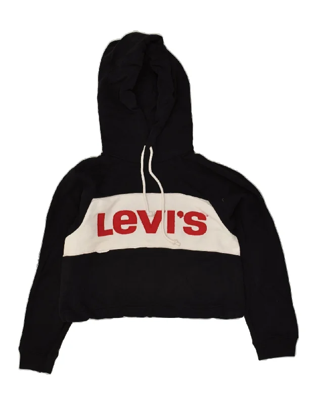 LEVI'S Womens Graphic Crop Hoodie Jumper UK 6 XS Black Colourblock Cotton Hoodie with Earth Tones Natural Calm LEVI'S Womens Graphic Crop Hoodie Jumper UK 6 XS Black Colourblock Cotton Hoodie with Earth Tones Natural Calm