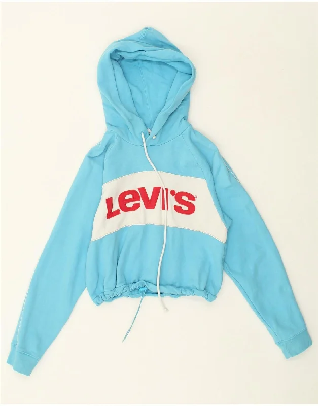 LEVI'S Womens Graphic Crop Hoodie Jumper UK 6 XS Blue Colourblock Hoodie with Earth Tones Natural Calm LEVI'S Womens Graphic Crop Hoodie Jumper UK 6 XS Blue Colourblock Hoodie with Earth Tones Natural Calm