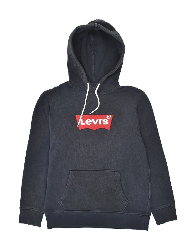 LEVI'S Womens Graphic Hoodie Jumper UK 14 Medium Navy Blue Cotton Hoodie with Button Classic Timeless LEVI'S Womens Graphic Hoodie Jumper UK 14 Medium Navy Blue Cotton Hoodie with Button Classic Timeless