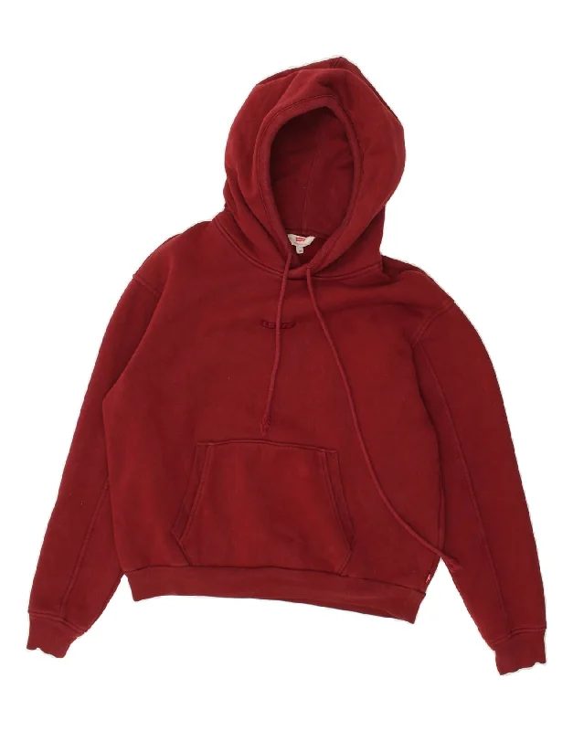 LEVI'S Womens Hoodie Jumper UK 2 2XS Burgundy Cotton Hoodie with Ribbed Cuffs Snug Fit Comfort LEVI'S Womens Hoodie Jumper UK 2 2XS Burgundy Cotton Hoodie with Ribbed Cuffs Snug Fit Comfort