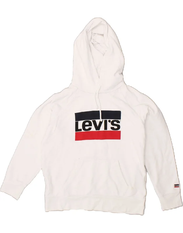 LEVI'S Womens Loose Fit Graphic Hoodie Jumper UK 10 Small White Cotton Zip Hoodie Drawstring Kangaroo Pocket LEVI'S Womens Loose Fit Graphic Hoodie Jumper UK 10 Small White Cotton Zip Hoodie Drawstring Kangaroo Pocket