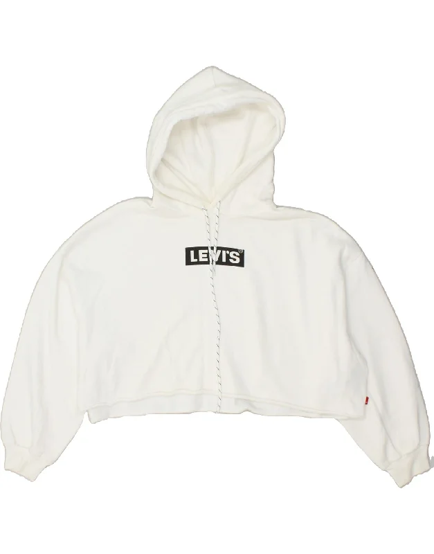 LEVI'S Womens Oversized Crop Graphic Hoodie Jumper UK 12 Medium Off White Oversized Hoodie Comfort Casual LEVI'S Womens Oversized Crop Graphic Hoodie Jumper UK 12 Medium Off White Oversized Hoodie Comfort Casual