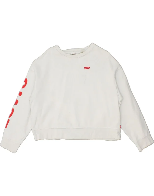 LEVI'S Womens Oversized Graphic Crop Sweatshirt Jumper UK 6 XS White Hoodie with Half-Zip Sporty Casual LEVI'S Womens Oversized Graphic Crop Sweatshirt Jumper UK 6 XS White Hoodie with Half-Zip Sporty Casual