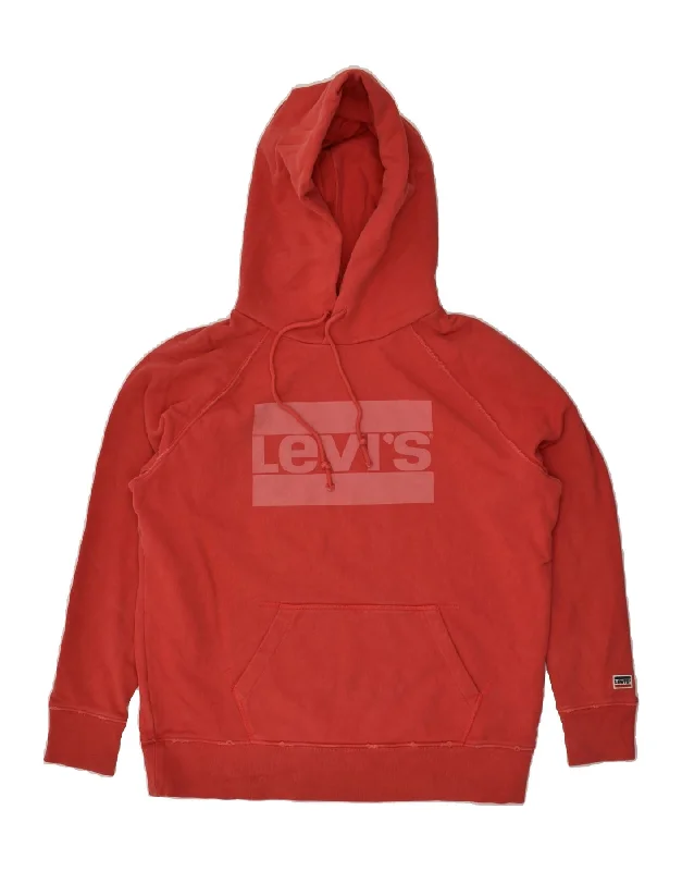 LEVI'S Womens Oversized Graphic Hoodie Jumper UK 14 Medium Red Cotton Cotton Hoodie Fleece Lining Warmth LEVI'S Womens Oversized Graphic Hoodie Jumper UK 14 Medium Red Cotton Cotton Hoodie Fleece Lining Warmth