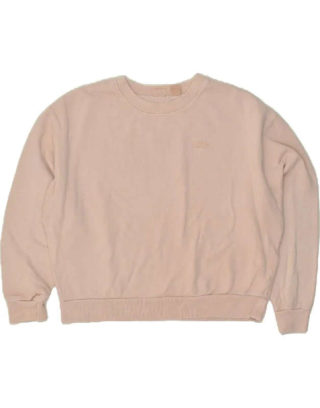 LEVI'S Womens Oversized Sweatshirt Jumper UK 10 Small Beige Cotton Hoodie with Frayed Bohemian Relaxed LEVI'S Womens Oversized Sweatshirt Jumper UK 10 Small Beige Cotton Hoodie with Frayed Bohemian Relaxed