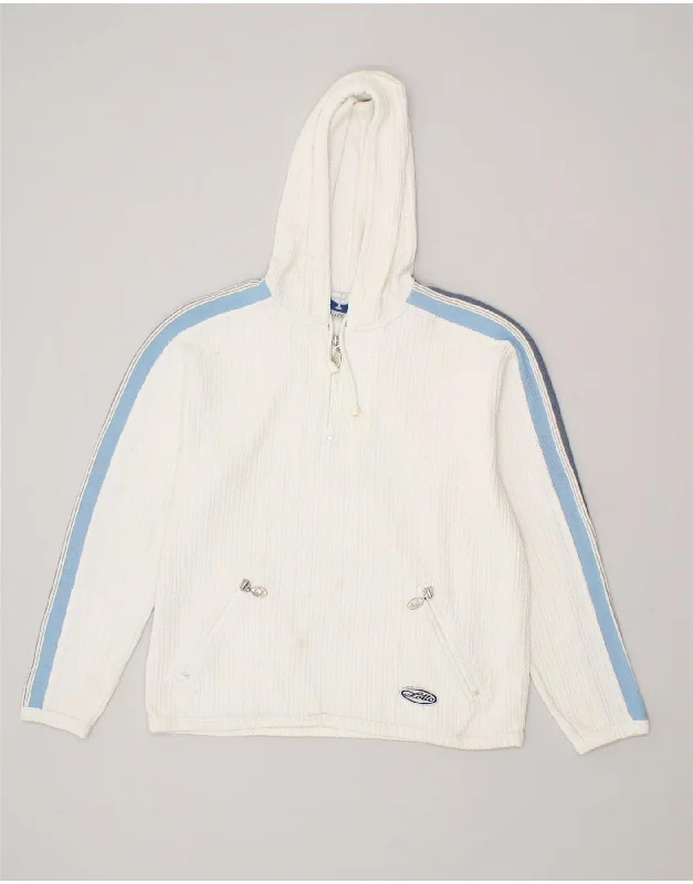 LOTTO Womens Loose Fit Zip Neck Hoodie Jumper UK 12 Medium White Striped Hoodie with Mesh Breathable Sporty LOTTO Womens Loose Fit Zip Neck Hoodie Jumper UK 12 Medium White Striped Hoodie with Mesh Breathable Sporty