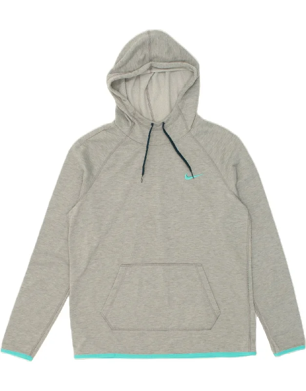 NIKE Womens Dri Fit Hoodie Jumper UK 14 Medium Grey Polyester Hoodie with Drop Shoulder Relaxed Streetwear NIKE Womens Dri Fit Hoodie Jumper UK 14 Medium Grey Polyester Hoodie with Drop Shoulder Relaxed Streetwear