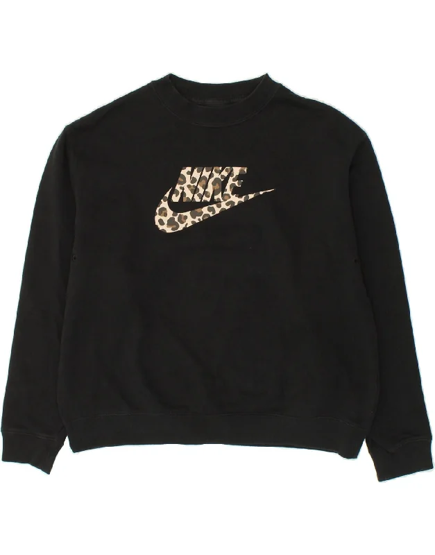 NIKE Womens Graphic Sweatshirt Jumper UK 10 Small Black Cotton Hoodie with Turtle Neck Cozy Winter NIKE Womens Graphic Sweatshirt Jumper UK 10 Small Black Cotton Hoodie with Turtle Neck Cozy Winter