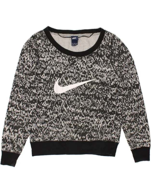 NIKE Womens Graphic Sweatshirt Jumper UK 14 Medium Grey Tie Dye Cotton Hoodie with Fur Luxurious Winter NIKE Womens Graphic Sweatshirt Jumper UK 14 Medium Grey Tie Dye Cotton Hoodie with Fur Luxurious Winter