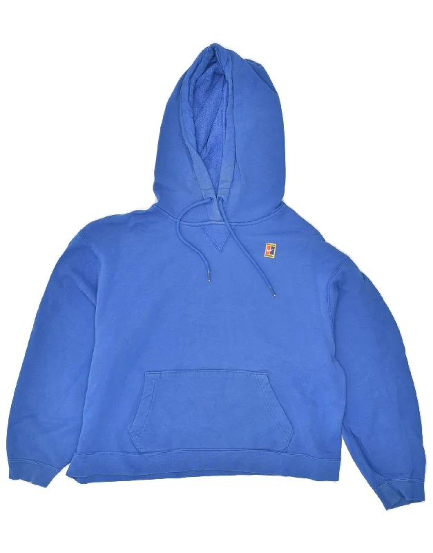 NIKE Womens Hoodie Jumper UK 10 Small Blue Cotton Hoodie with Puffed Sleeves Voluminous Trendy NIKE Womens Hoodie Jumper UK 10 Small Blue Cotton Hoodie with Puffed Sleeves Voluminous Trendy