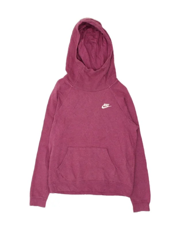 NIKE Womens Hoodie Jumper UK 10 Small Pink Cotton Hoodie with Hem Fringe Bohemian Relaxed NIKE Womens Hoodie Jumper UK 10 Small Pink Cotton Hoodie with Hem Fringe Bohemian Relaxed
