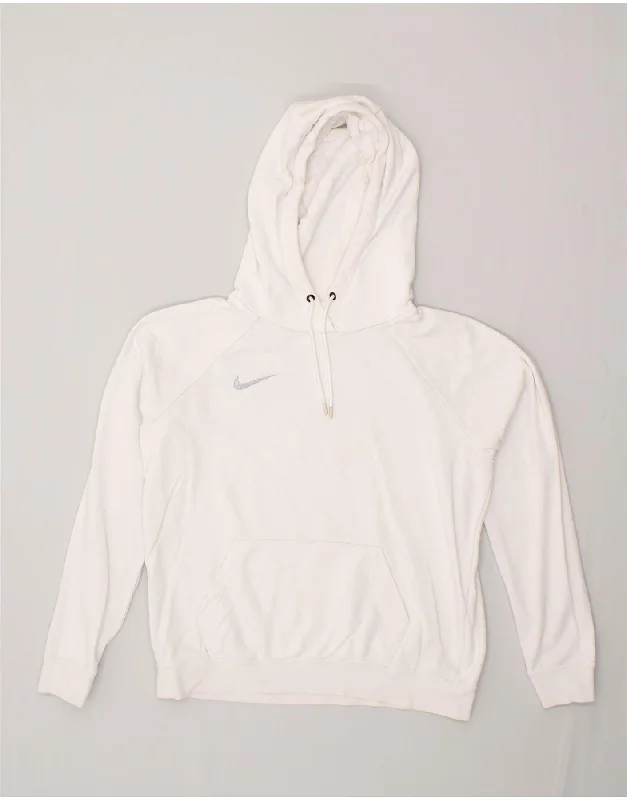 NIKE Womens Hoodie Jumper UK 14 Medium White Cotton Hoodie with Hidden Zipper Minimalist Clean NIKE Womens Hoodie Jumper UK 14 Medium White Cotton Hoodie with Hidden Zipper Minimalist Clean