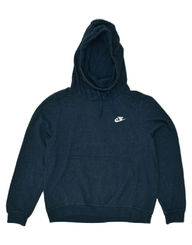NIKE Womens Loose Fit Graphic Hoodie Jumper UK 14 Medium Blue Cotton Hoodie with Elastic Waist Stretchable Comfortable NIKE Womens Loose Fit Graphic Hoodie Jumper UK 14 Medium Blue Cotton Hoodie with Elastic Waist Stretchable Comfortable