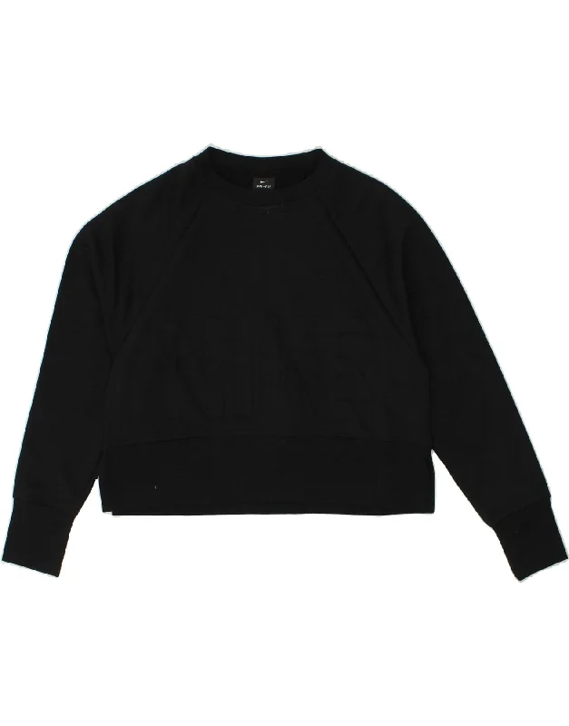 NIKE Womens Oversized Crop Graphic Sweatshirt Jumper UK 6 XS Black Cotton Hoodie with Patch Decorative Personalized NIKE Womens Oversized Crop Graphic Sweatshirt Jumper UK 6 XS Black Cotton Hoodie with Patch Decorative Personalized