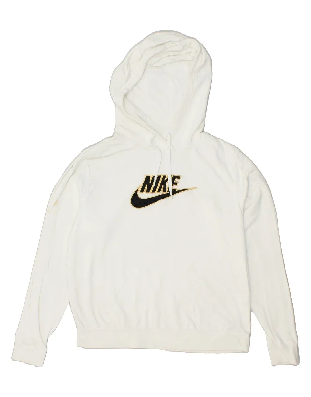 NIKE Womens Oversized Graphic Hoodie Jumper UK 10 Small Off White Cotton Hoodie Sweatshirt Pullover NIKE Womens Oversized Graphic Hoodie Jumper UK 10 Small Off White Cotton Hoodie Sweatshirt Pullover