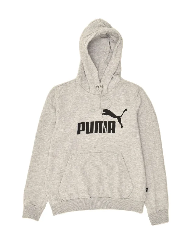 PUMA Womens Graphic Hoodie Jumper UK 14 Large Grey Flecked Cotton Hoodie with Fur Luxurious Winter PUMA Womens Graphic Hoodie Jumper UK 14 Large Grey Flecked Cotton Hoodie with Fur Luxurious Winter