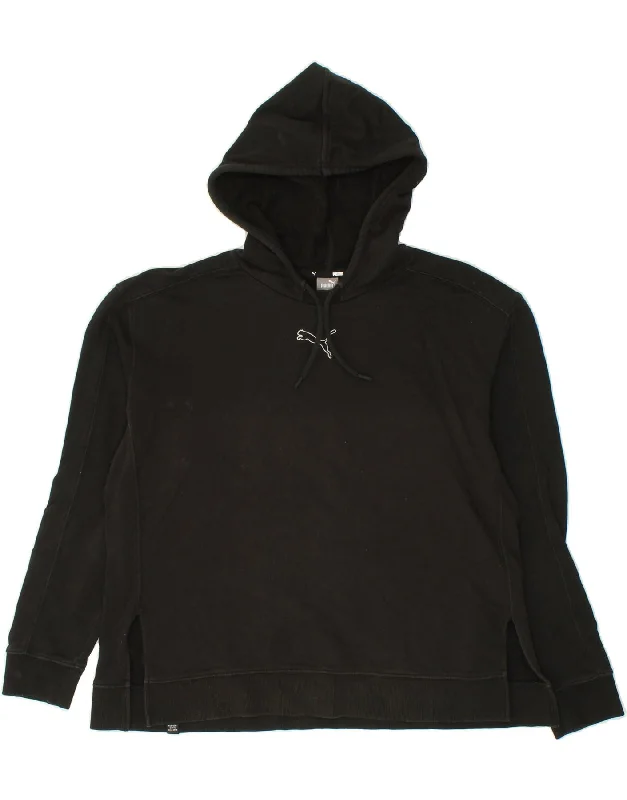 PUMA Womens Hoodie Jumper UK 16 Large Black Cotton Hoodie with Raglan Sleeves Sporty Comfortable PUMA Womens Hoodie Jumper UK 16 Large Black Cotton Hoodie with Raglan Sleeves Sporty Comfortable