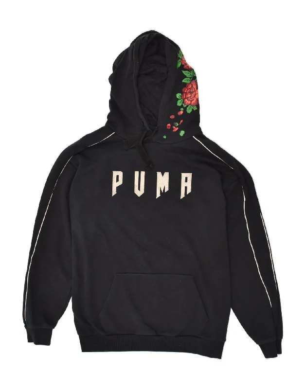 PUMA Womens Oversized Graphic Hoodie Jumper UK 10 Small Black Floral Hoodie with Magnetic Closure Innovative Modern PUMA Womens Oversized Graphic Hoodie Jumper UK 10 Small Black Floral Hoodie with Magnetic Closure Innovative Modern
