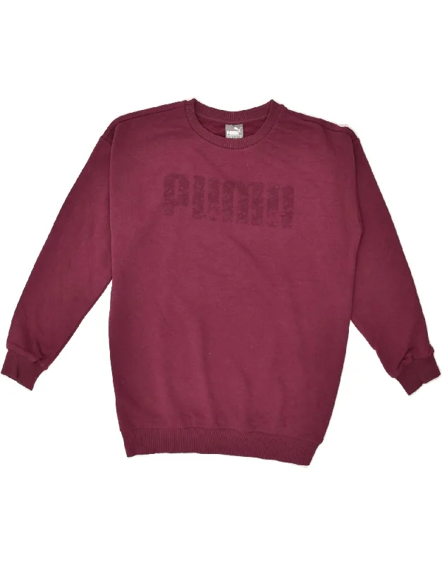 PUMA Womens Oversized Graphic Sweatshirt Jumper UK 8 Small Burgundy Cotton Hoodie with Full-Zip Functional Layering PUMA Womens Oversized Graphic Sweatshirt Jumper UK 8 Small Burgundy Cotton Hoodie with Full-Zip Functional Layering