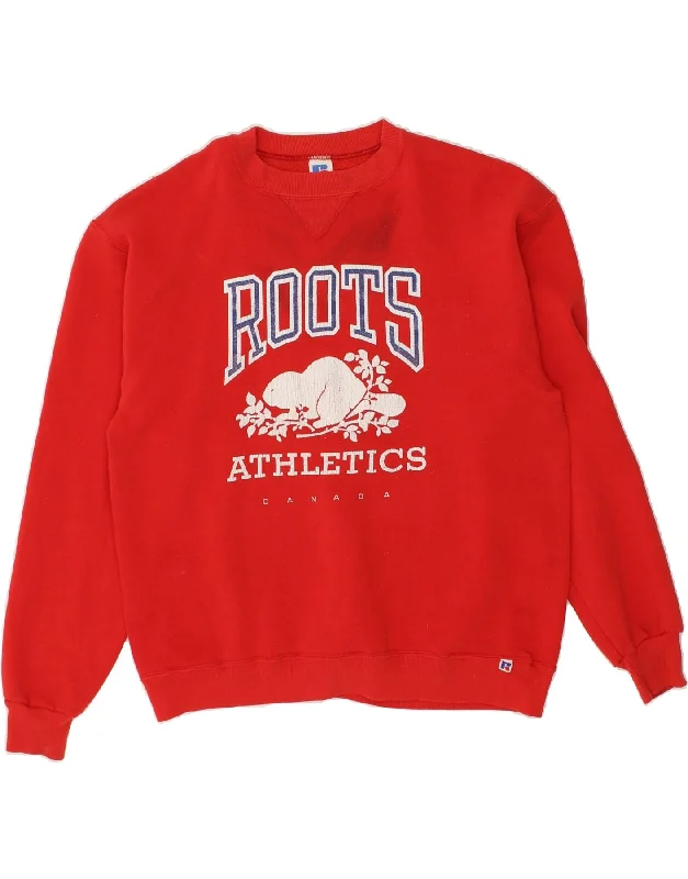 RUSSELL ATHLETIC Womens Graphic Sweatshirt Jumper UK 18 XL Red Polyester Hoodie with Rolled Sleeves Casual Relaxed RUSSELL ATHLETIC Womens Graphic Sweatshirt Jumper UK 18 XL Red Polyester Hoodie with Rolled Sleeves Casual Relaxed