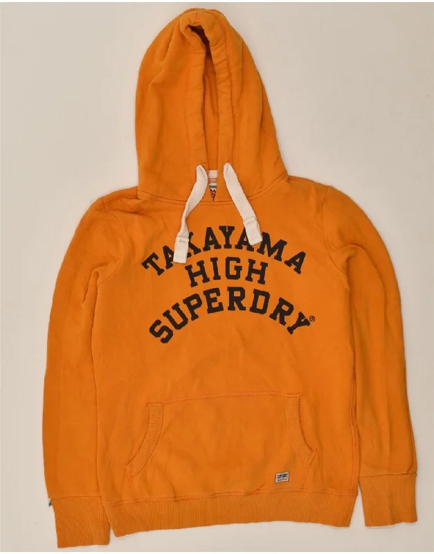 SUPERDRY Womens Graphic Hoodie Jumper UK 14 Medium Orange Cotton Hoodie Dress Longline Feminine SUPERDRY Womens Graphic Hoodie Jumper UK 14 Medium Orange Cotton Hoodie Dress Longline Feminine