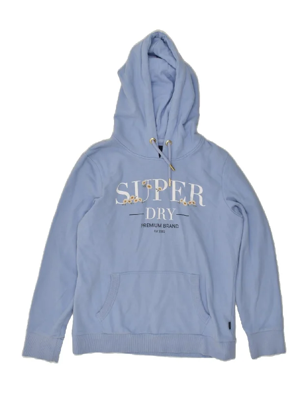 SUPERDRY Womens Graphic Hoodie Jumper UK 16 Large Blue Cotton Hoodie with Lace Feminine Delicate SUPERDRY Womens Graphic Hoodie Jumper UK 16 Large Blue Cotton Hoodie with Lace Feminine Delicate