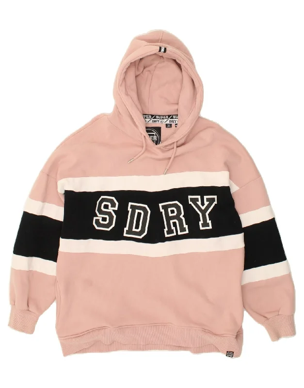 SUPERDRY Womens Oversized Graphic Hoodie Jumper UK 14 Medium Pink Hoodie with Zipper Versatile Modern SUPERDRY Womens Oversized Graphic Hoodie Jumper UK 14 Medium Pink Hoodie with Zipper Versatile Modern