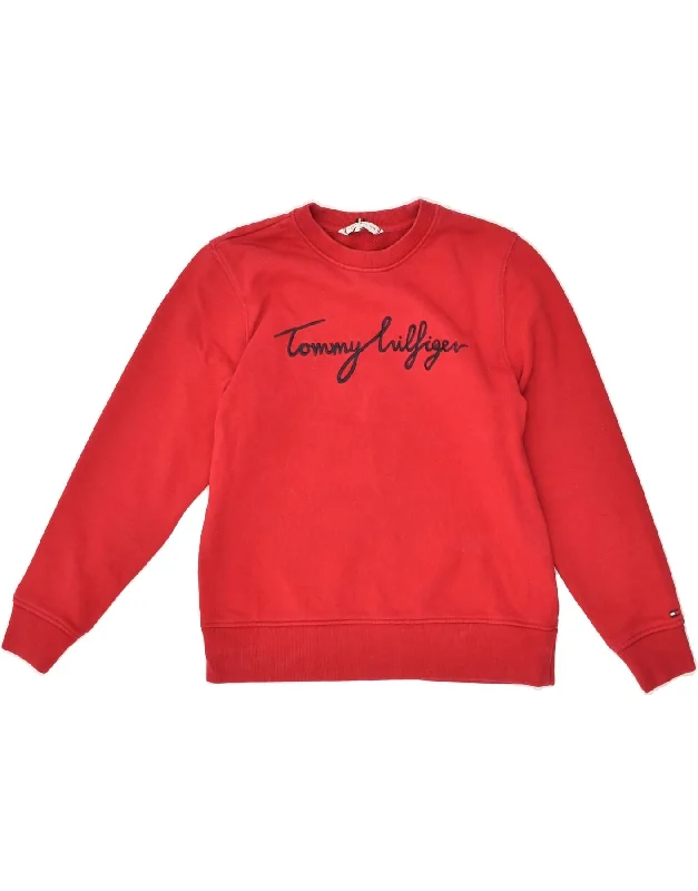 TOMMY HILFIGER Womens Graphic Sweatshirt Jumper UK 6 XS Red Cotton Hoodie with Double Zipper Versatile Adjustable TOMMY HILFIGER Womens Graphic Sweatshirt Jumper UK 6 XS Red Cotton Hoodie with Double Zipper Versatile Adjustable