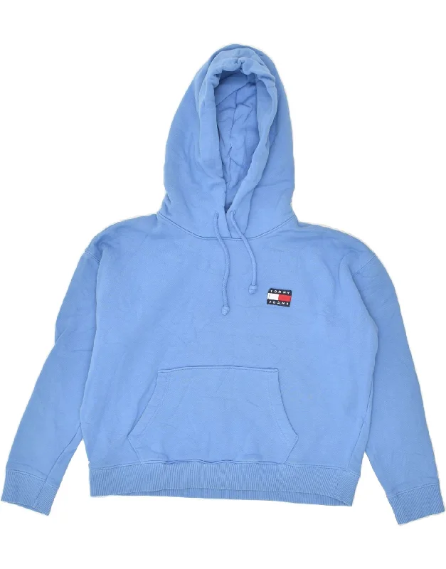 TOMMY HILFIGER Womens Hoodie Jumper UK 14 Medium Blue Cotton Hoodie with Earth Tones Natural Calm TOMMY HILFIGER Womens Hoodie Jumper UK 14 Medium Blue Cotton Hoodie with Earth Tones Natural Calm