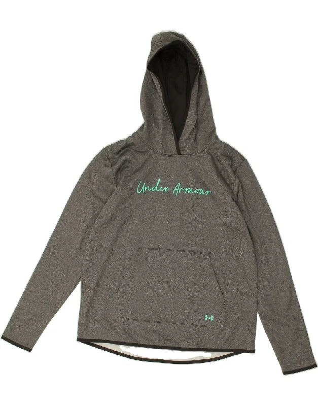 UNDER ARMOUR Womens Graphic Hoodie Jumper UK 14 Medium Grey Flecked Hoodie with Contrast Stitching Detailed Premium UNDER ARMOUR Womens Graphic Hoodie Jumper UK 14 Medium Grey Flecked Hoodie with Contrast Stitching Detailed Premium