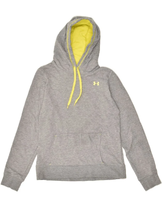 UNDER ARMOUR Womens Hoodie Jumper UK 14 Large Grey Flecked Cotton Hoodie with Toggle Buttons Decorative Unique UNDER ARMOUR Womens Hoodie Jumper UK 14 Large Grey Flecked Cotton Hoodie with Toggle Buttons Decorative Unique