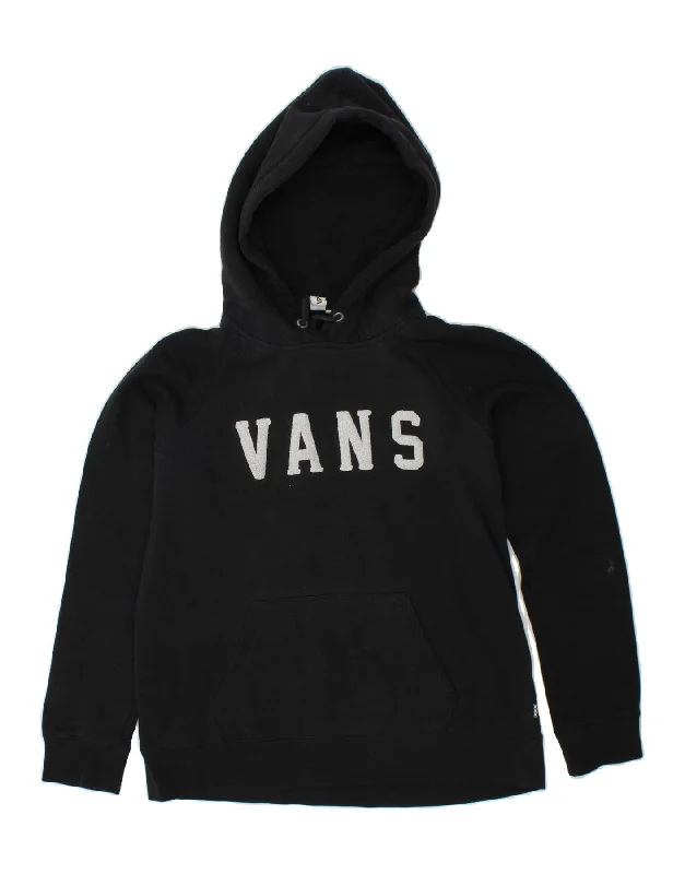VANS Womens Graphic Hoodie Jumper UK 14 Medium Black Cotton Hoodie with Drawcord Adjustable Secure VANS Womens Graphic Hoodie Jumper UK 14 Medium Black Cotton Hoodie with Drawcord Adjustable Secure