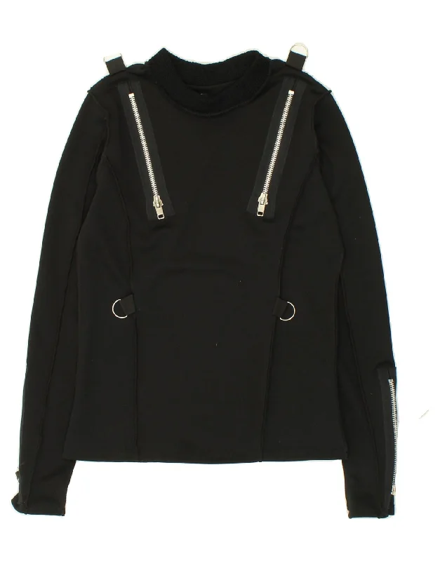 VINTAGE Womens Sweatshirt Jumper UK 12 Medium Black Hoodie with Crew Neck Simple Timeless VINTAGE Womens Sweatshirt Jumper UK 12 Medium Black Hoodie with Crew Neck Simple Timeless
