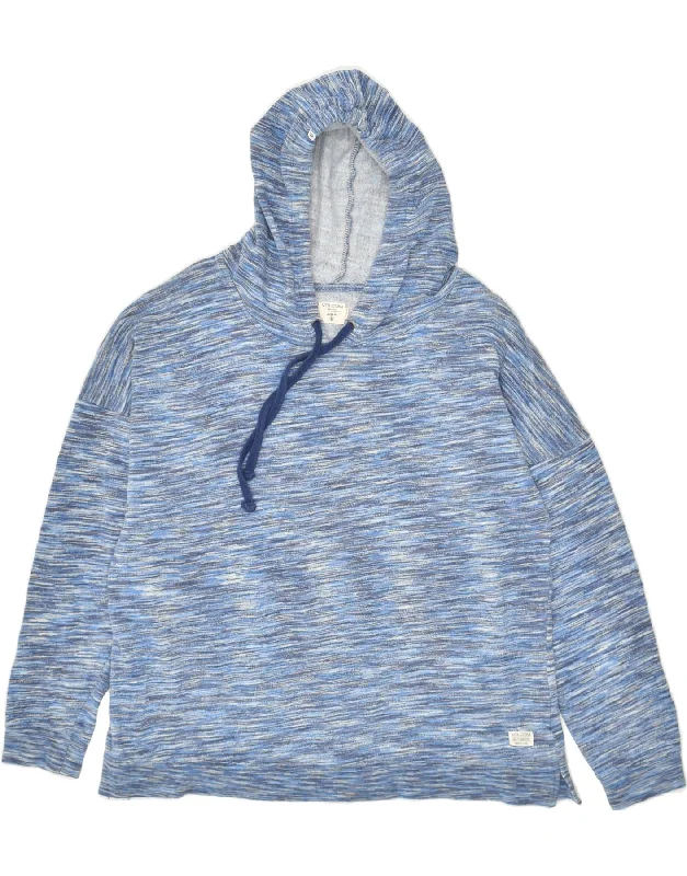 VOLCOM Womens Hoodie Jumper UK 12 Medium Blue Pinstripe Cotton Hoodie with Set-In Sleeves Structured Classic VOLCOM Womens Hoodie Jumper UK 12 Medium Blue Pinstripe Cotton Hoodie with Set-In Sleeves Structured Classic