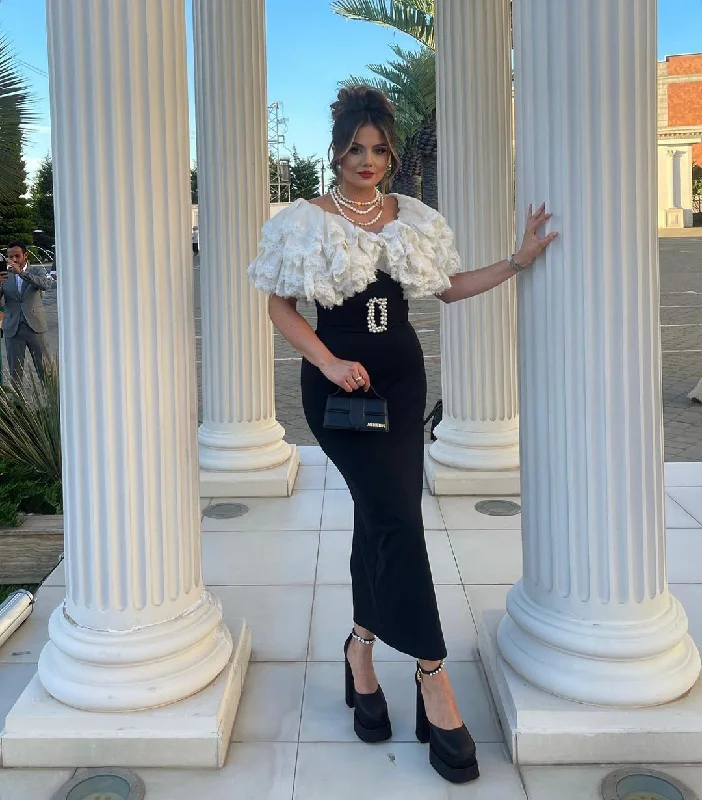 Black & White Maxi Dress Comfortable Maxi Dress with Belt