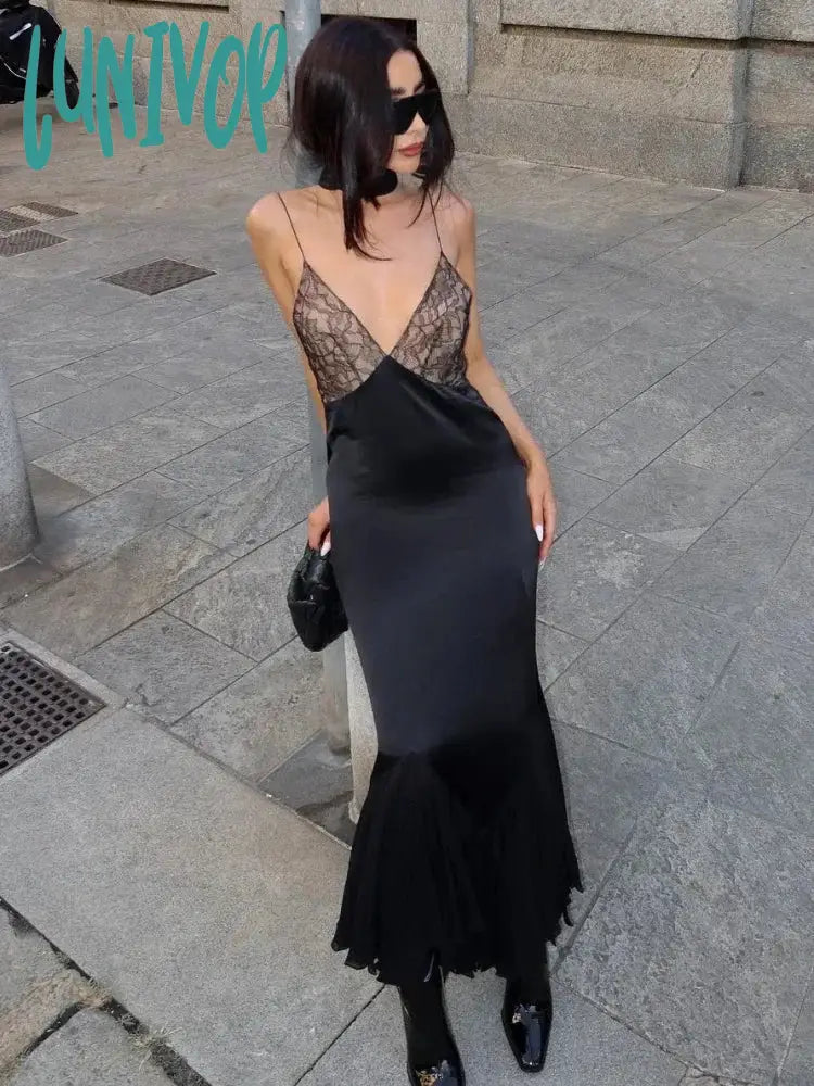 Lunivop Lace Splice Maxi Dresses For Women Sexy Deep V Neck Mesh Slim Dress Woman Temperament Clubwear Party Evening Dress Femme Classic A-Line Maxi Dress Lunivop Lace Splice Maxi Dresses For Women Sexy Deep V Neck Mesh Slim Dress Woman Temperament Clubwear Party Evening Dress Femme Classic A-Line Maxi Dress