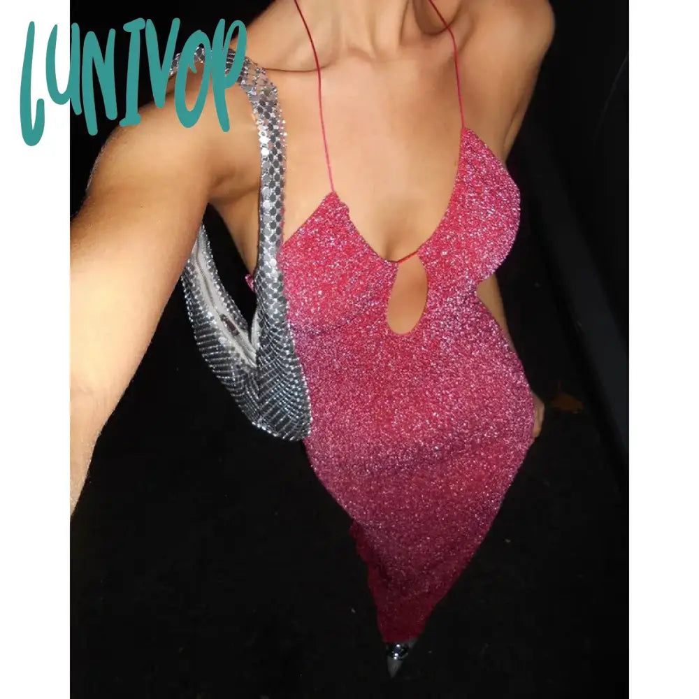 Lunivop Pink Sequined Halter Prom Maxi Dress Evening Party Hollow Out Glitter Beaded Tie-back Slit Long Dress Sexy Wedding Guest Comfortable Plunging Neckline Maxi Dress Lunivop Pink Sequined Halter Prom Maxi Dress Evening Party Hollow Out Glitter Beaded Tie-back Slit Long Dress Sexy Wedding Guest Comfortable Plunging Neckline Maxi Dress