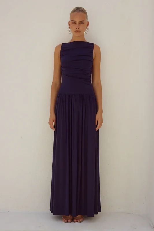 Nalla Maxi Dress Navy Fashionable Sleeveless Maxi Dress