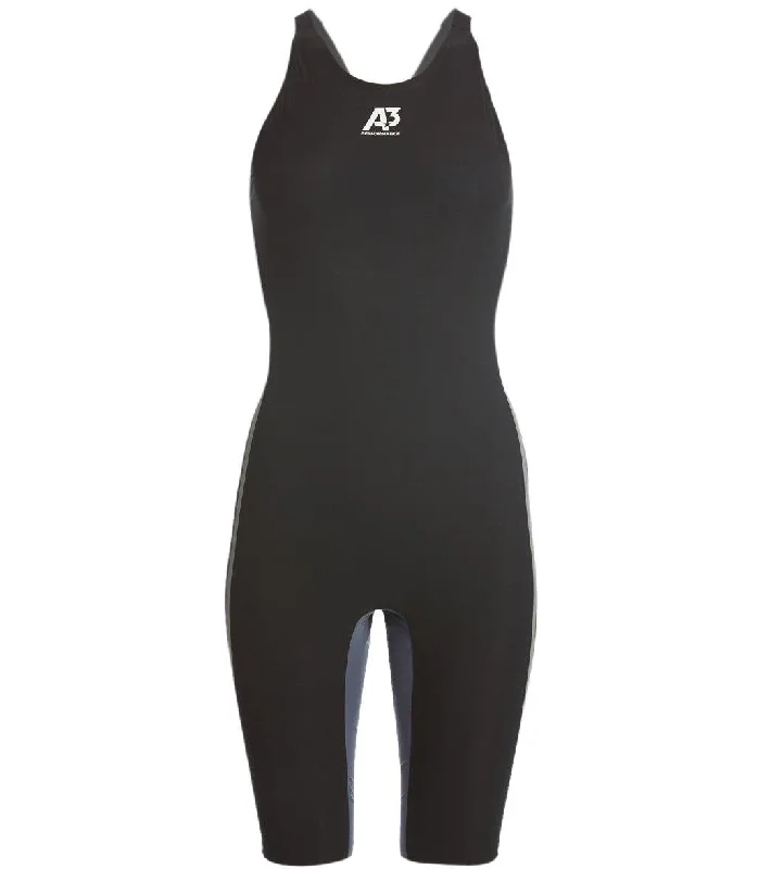 A3 Performance Women's VICI Open Back Tech Suit Swimsuit Black Tropical Print One-Piece A3 Performance Women's VICI Open Back Tech Suit Swimsuit Black Tropical Print One-Piece