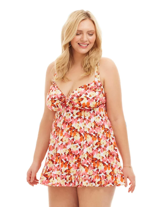 Always For Me by Fit 4U Pink Plus Size Two Piece Flutter Swimdress Set Retro-Inspired Bikini Set Always For Me by Fit 4U Pink Plus Size Two Piece Flutter Swimdress Set Retro-Inspired Bikini Set